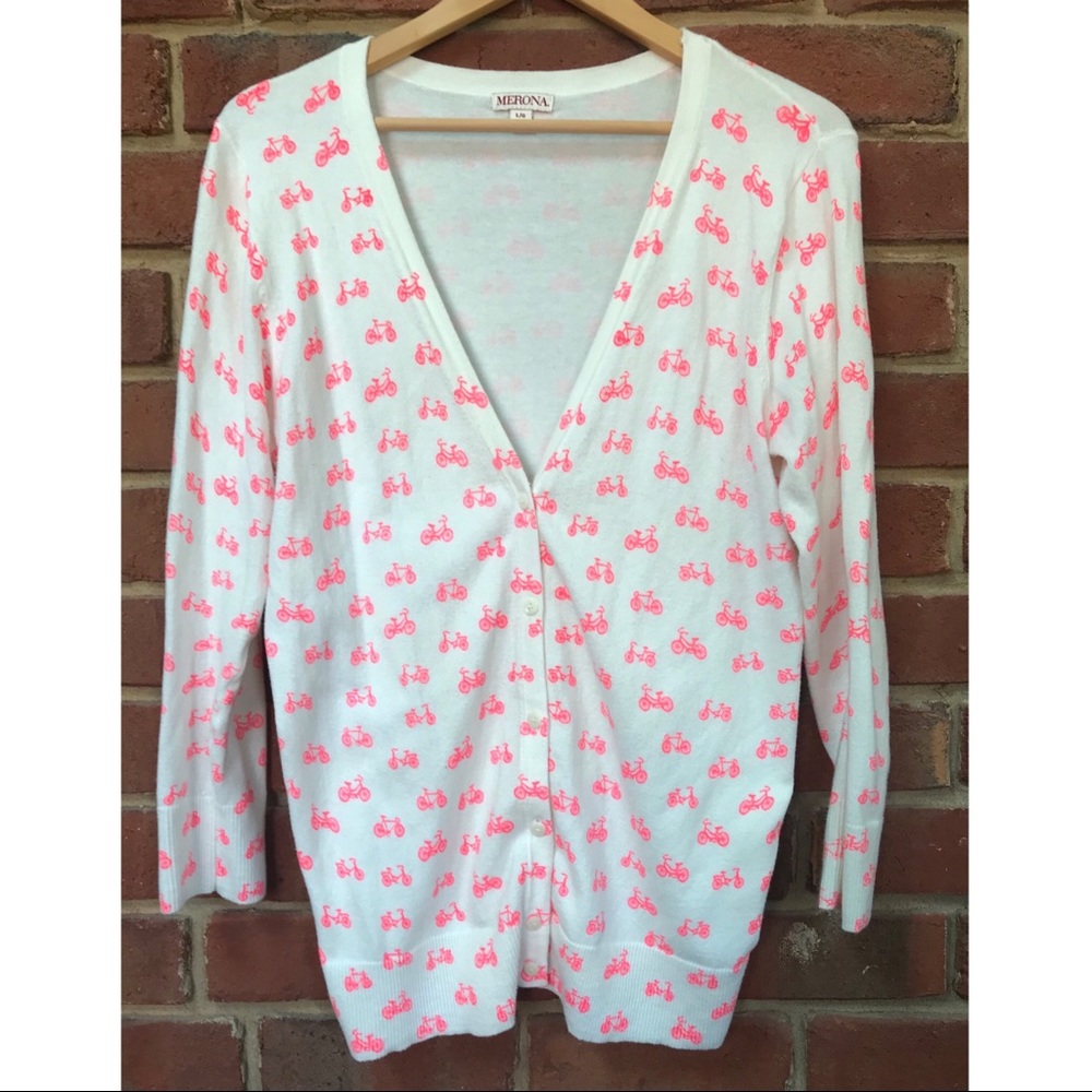 Pink and White Bicycle Cardigan